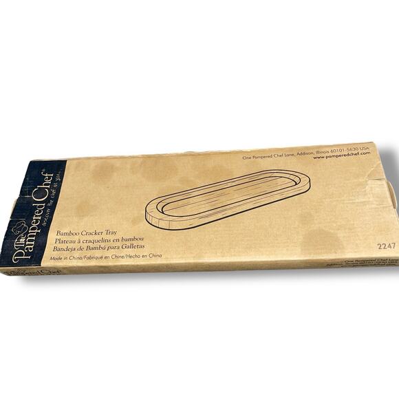 Pampered Chef Bamboo Cracker Snack Serving Party Tray Platter 2247 Wood 15 x 5" - Picture 2 of 10
